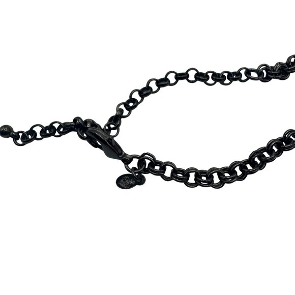 Black Chain Rhinestone Statement Necklace Adjustable Length Elegant Bold Jewelry - Picture 4 of 4